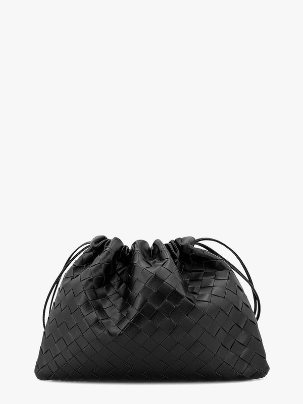 Leather clutch with intrecciato motif