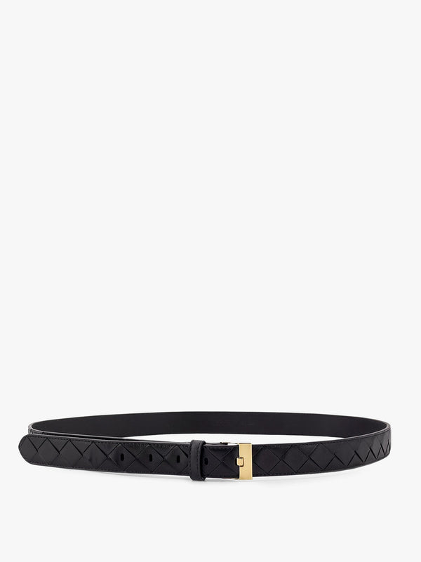 Leather belt with intrecciato motif