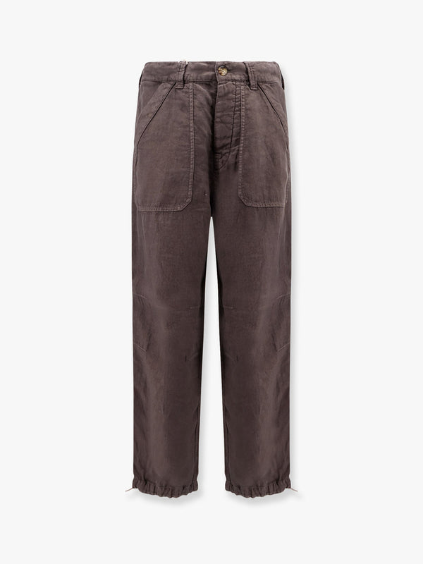 Linen gabardine relaxed fit trousers