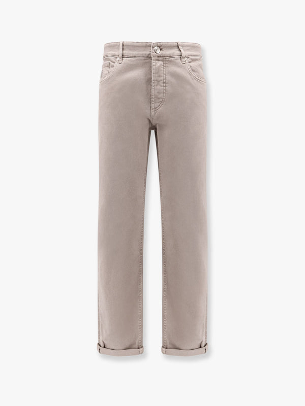 Stretch cotton trouser with back logo patch