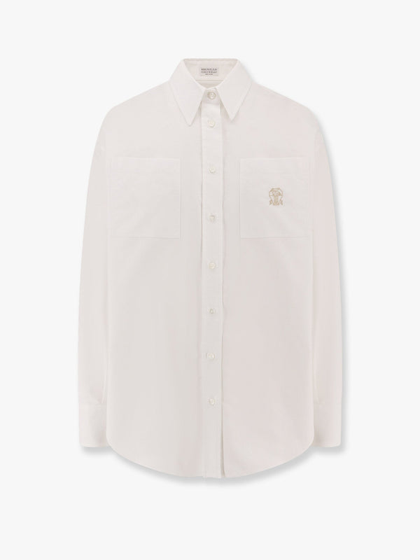 Brunello Cucinelli Cotton Shirt With Logo Embroidery