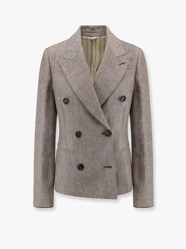 Double-breasted hemp and linen blazer