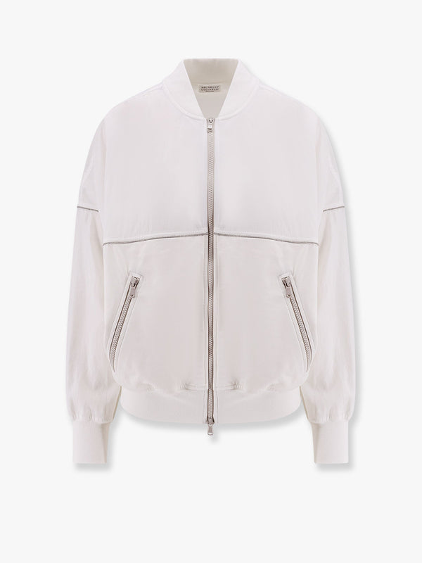 Cotton cardigan with viscose inserts and Monili details