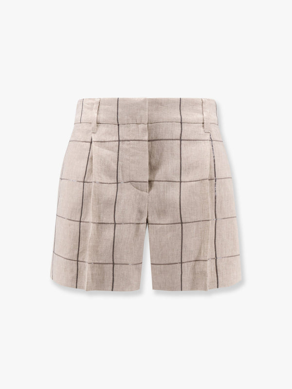 Linen shorts with sequins embroidery