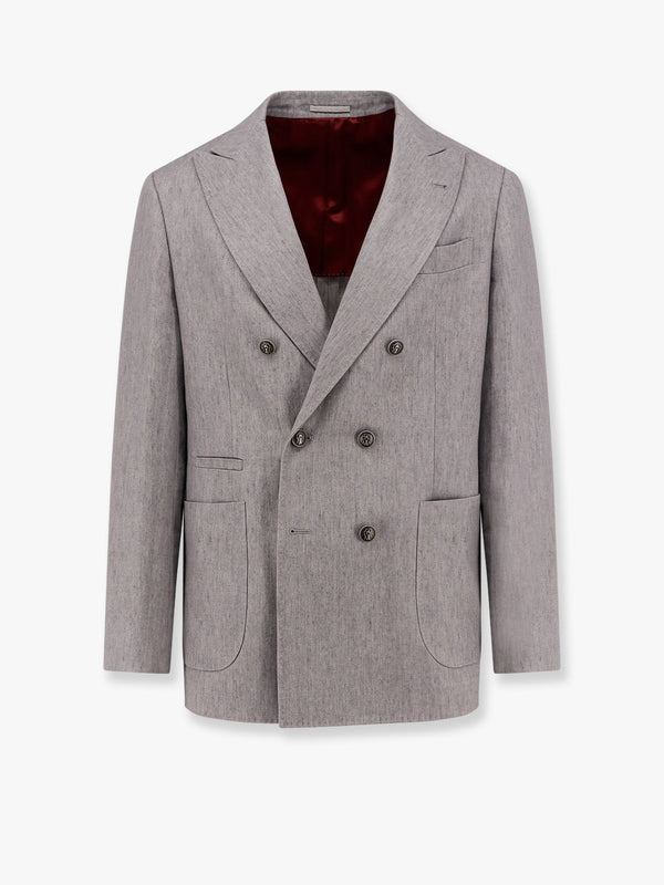 Double-breasted linen blazer
