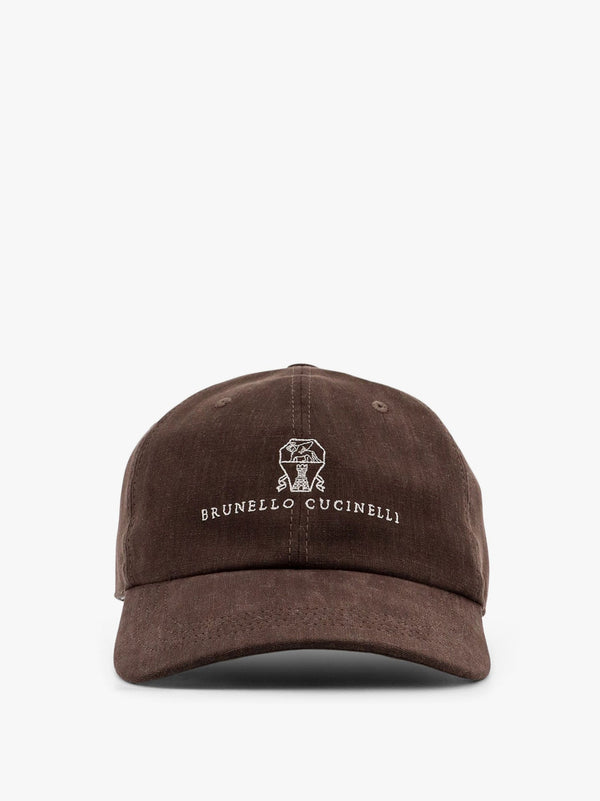 Linen baseball hat with frontal logo