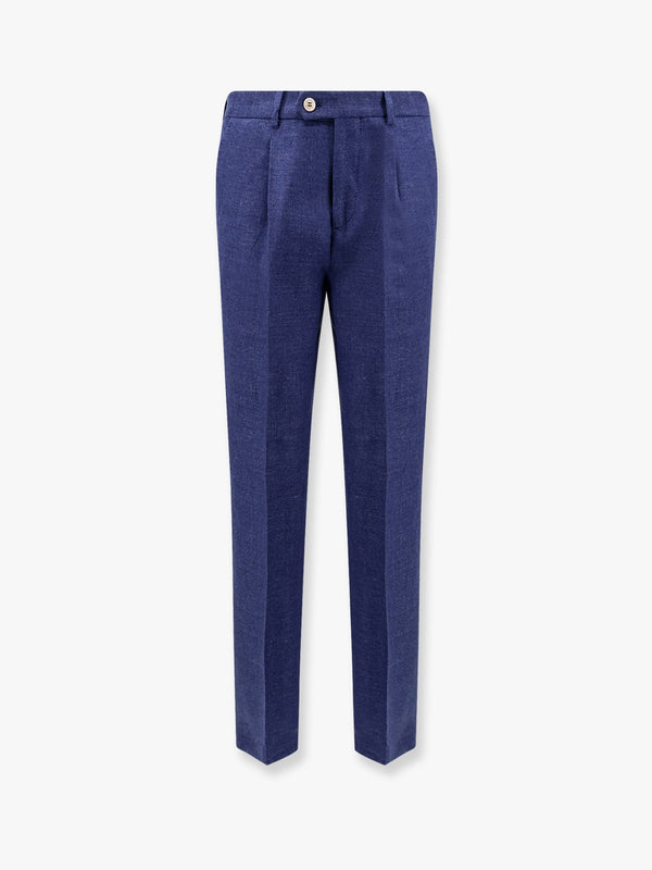 Linen, wool and silk trousers with pinces