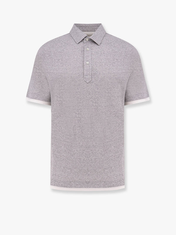 Mélange linen and cotton polo shirt