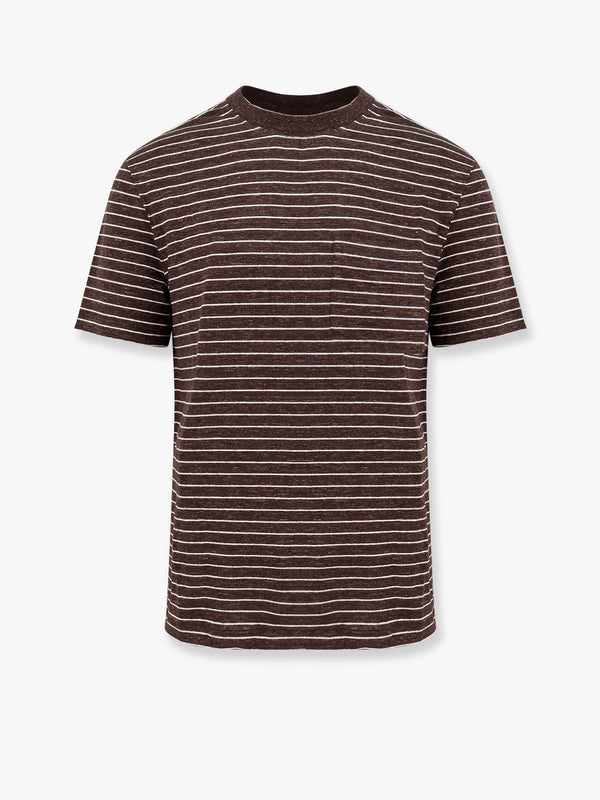 Striped linen stretch jersey t-shirt