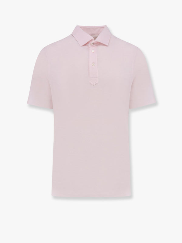 Cotton and linen polo shirt with classic collar