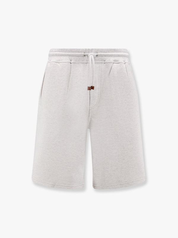 Cotton blend bermuda shorts with leather profiles