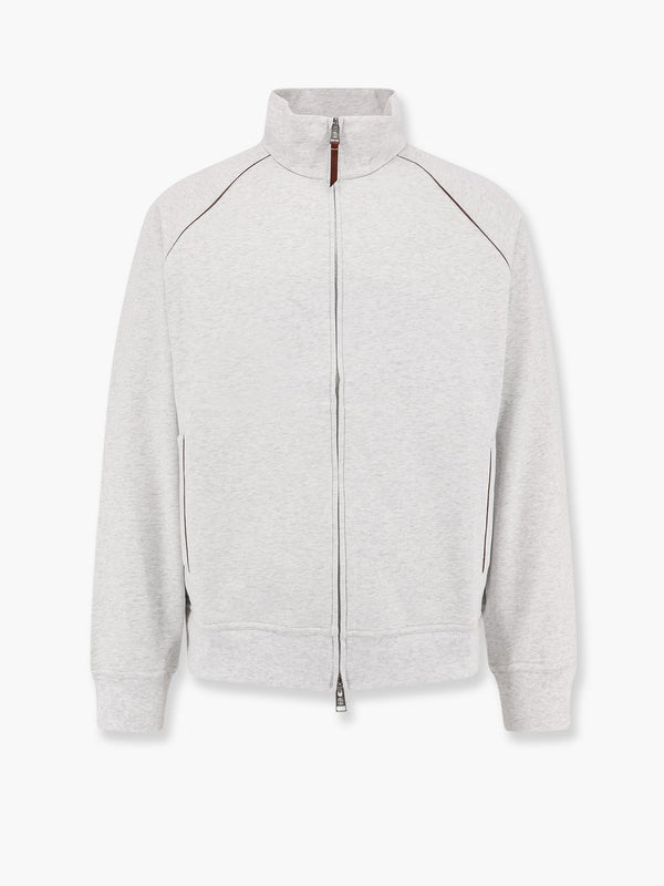 Cotton sweatshirt with leather profiles