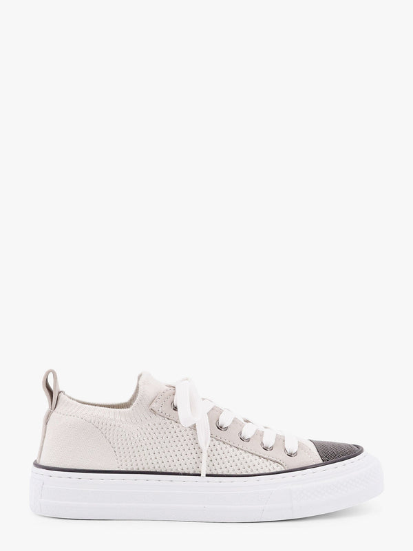 Cotton knit and suede sneakers with precious toe