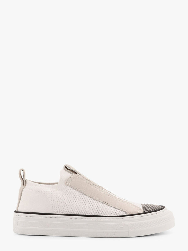 Knitted slip-on sneakers with suede details and precious toe