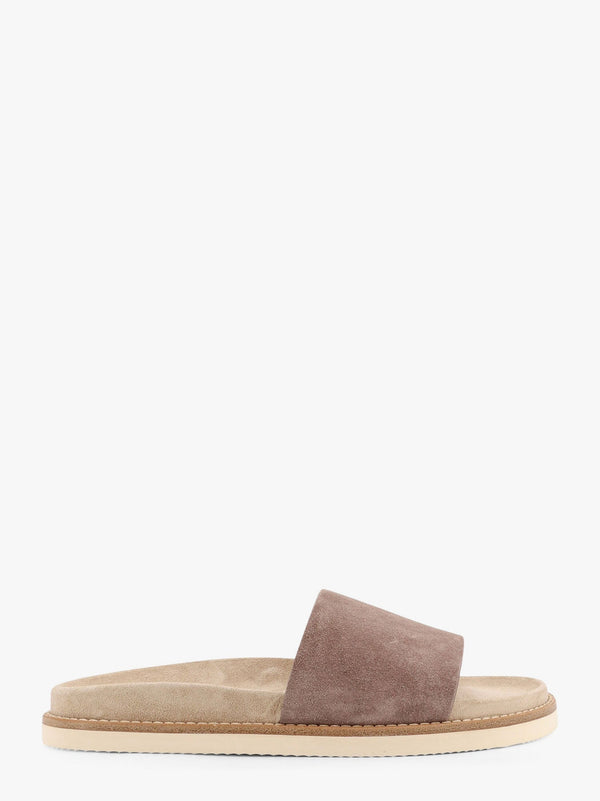 Suede slide with logo print