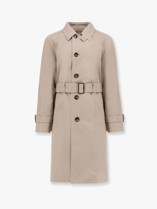 Organic cotton trench with check lining