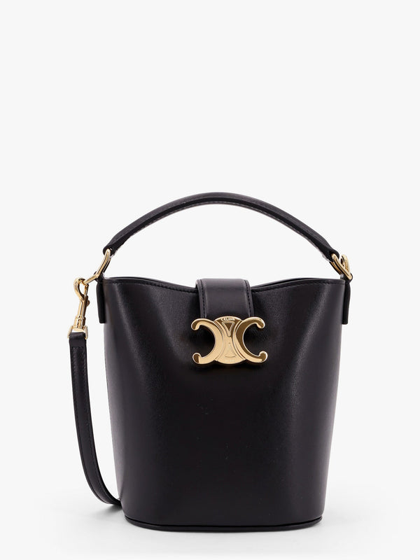 Leather handbag with iconic Triomphe metal buckle