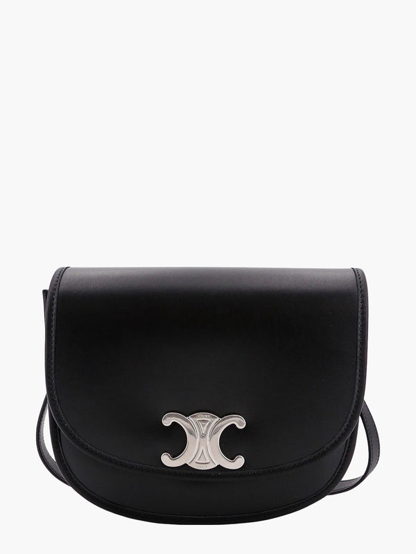 Leather shoulder bag with metal triomphe logo