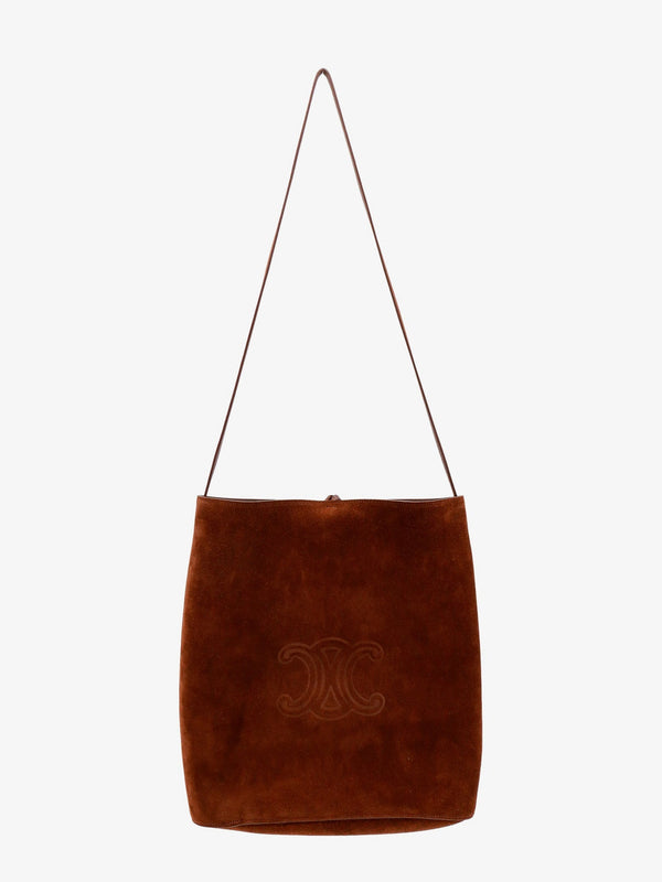 Bucket suede shoulder bag with Triomphe logo