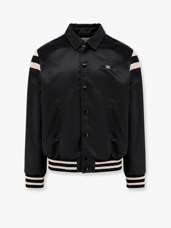 Celine Satin Bomber With Logo Embroidery