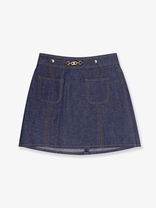 Denim trapeze mini skirt