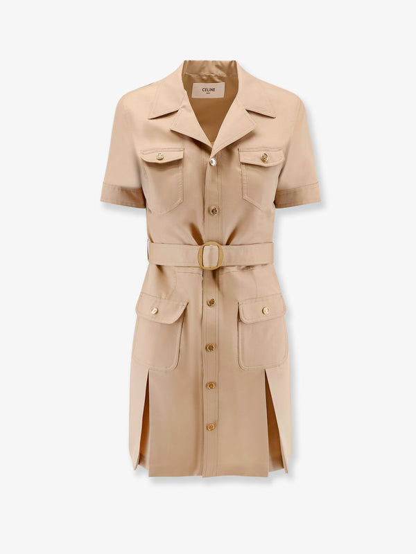 Cotton and silk chemisier dress with belt