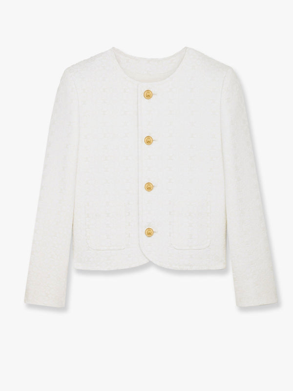 Embroidered cotton blazer with padding<BR/>