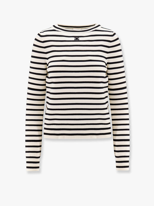 Striped cotton blend sweater