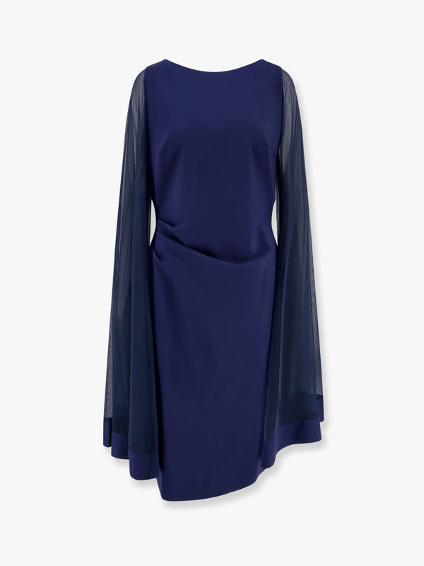 Joju illusion stretch jersey dress with voile sleeves