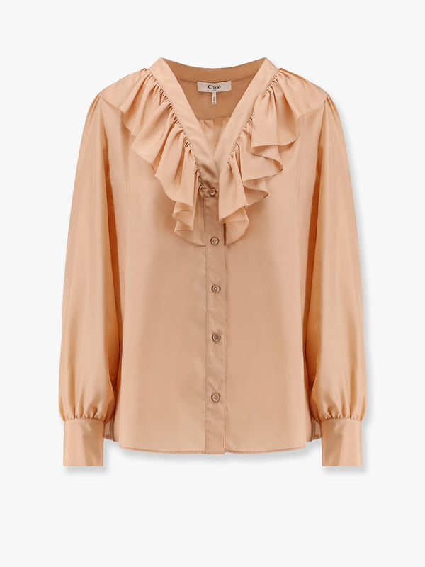 Chloe' Silk Shirt With Rouches