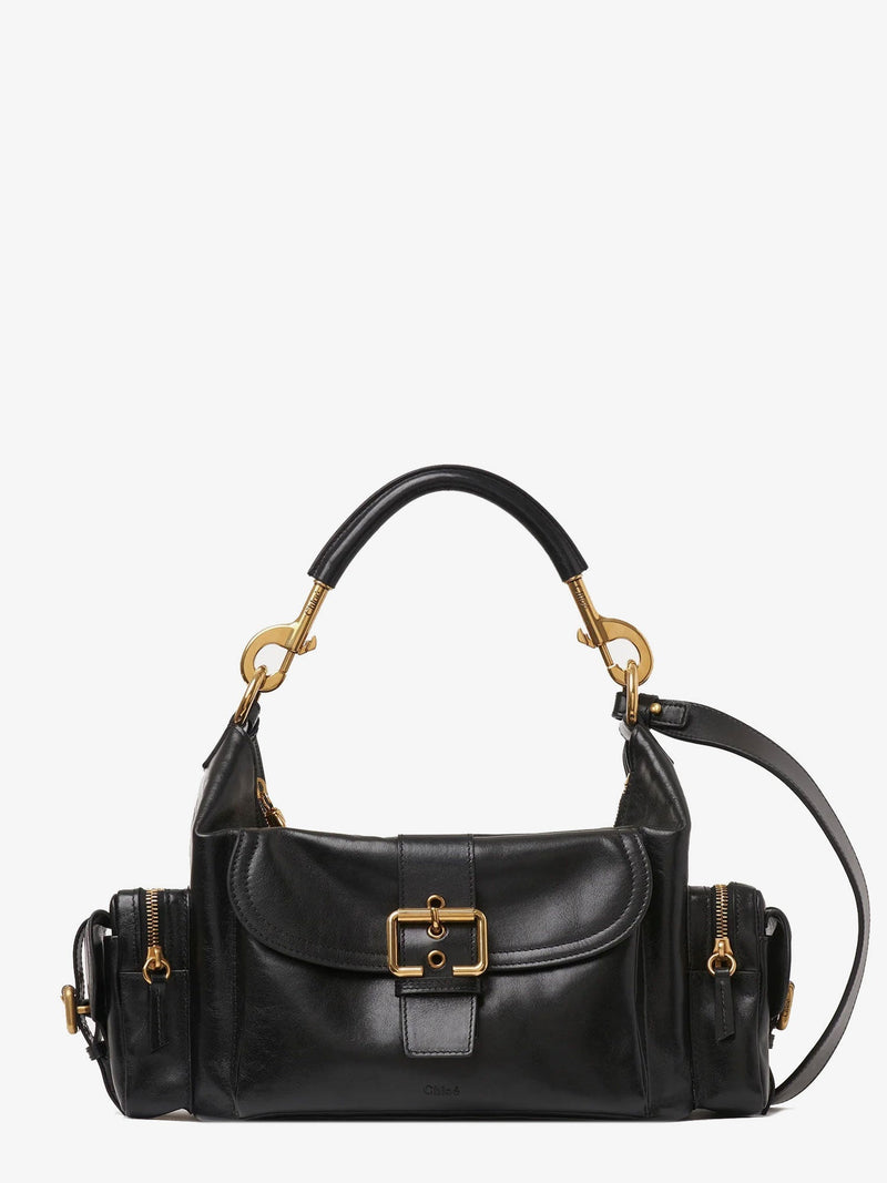 Chloe Chloe Carry Shiny Buffalo Leather Shoulder Bag Black - World Class Fashion