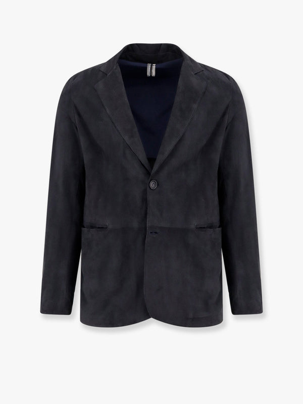 Suede jacket with peak lapel