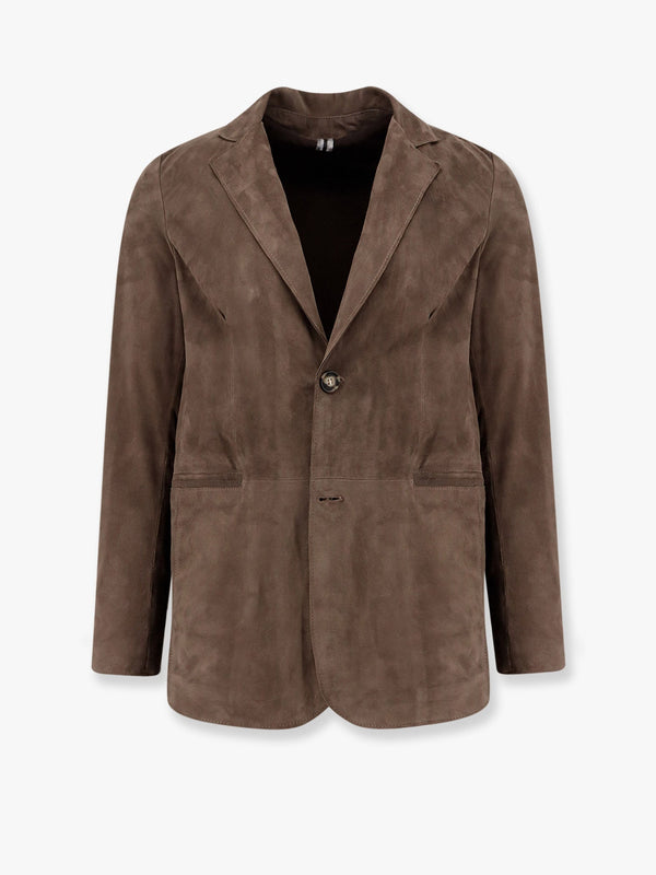 Suede jacket with peak lapel