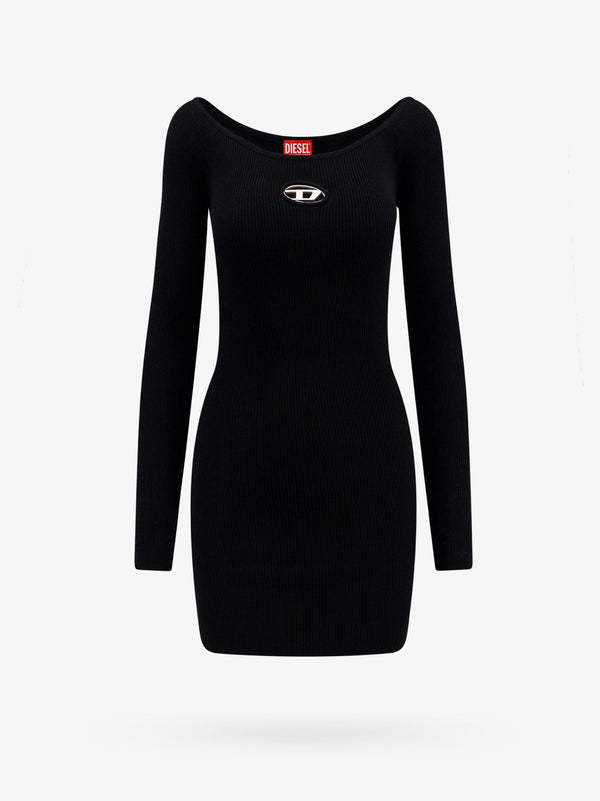 Viscose blend dress with metal oval-d logo