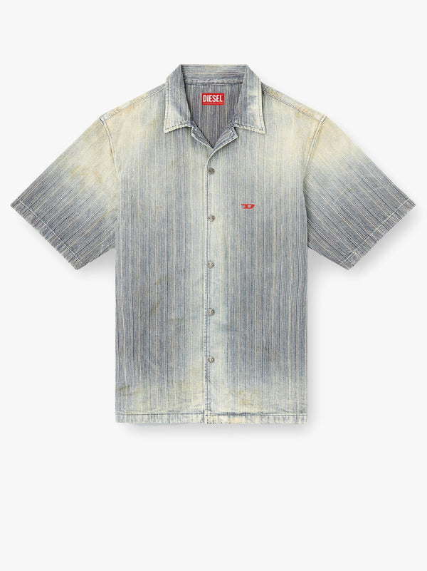 D-nabil-d striped distressed denim shirt