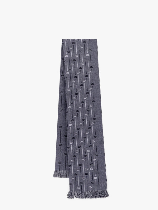 Wool scarf with all-over cd icon motif