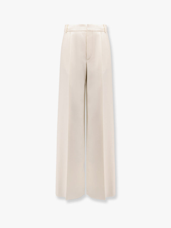 Flared virgin wool and silk trouser