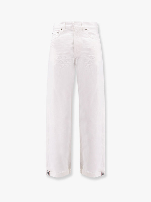 White denim jeans with Used effect