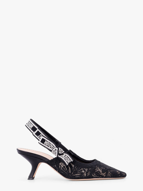 J'adior transparent mesh décolleté slingback with dior chardons embroidery