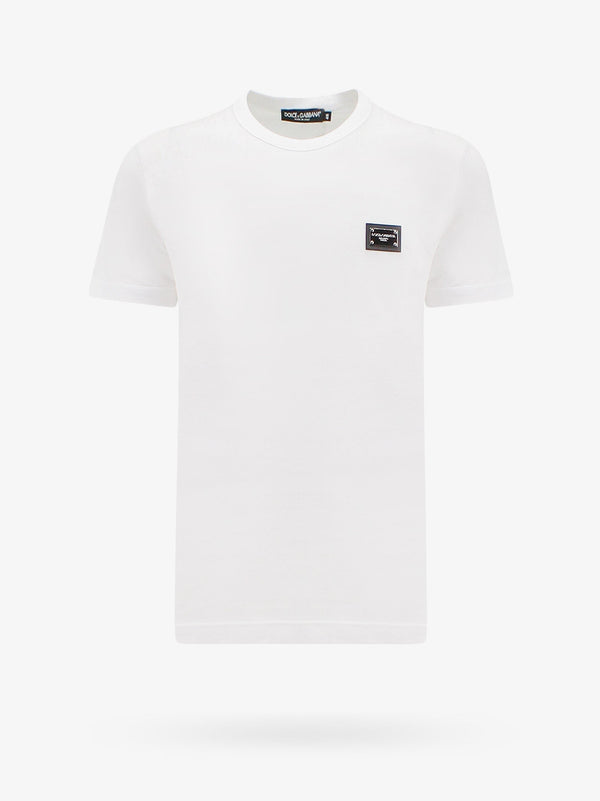Dolce & Gabbana Cotton T-Shirt With Metal Logo Patch