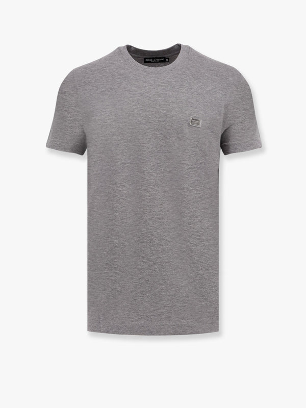 Dolce & Gabbana Cotton T-Shirt With Metal Logo Detail