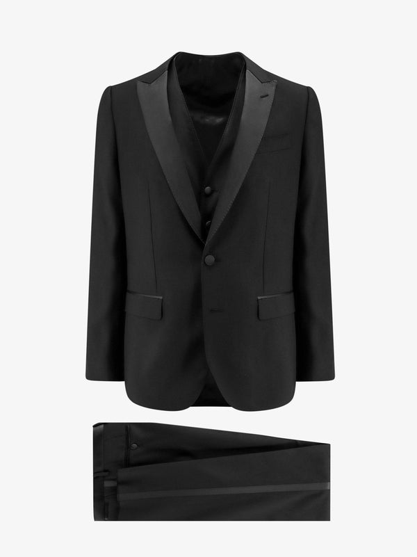 Dolce E Gabbana Virgin Wool Blend Tuxedo With Gilet And Satin Profiles