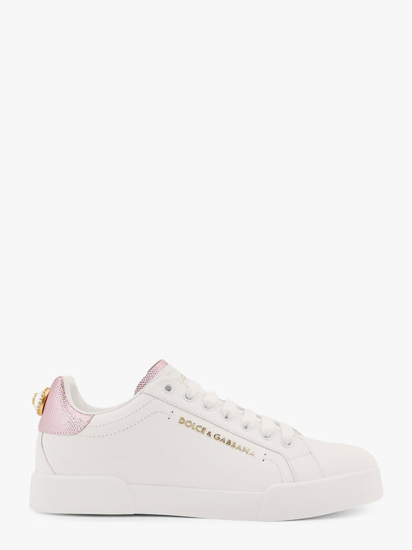 Dolce & Gabbana Portofino Leather Low-Top Sneakers With Lateral Lettering Logo