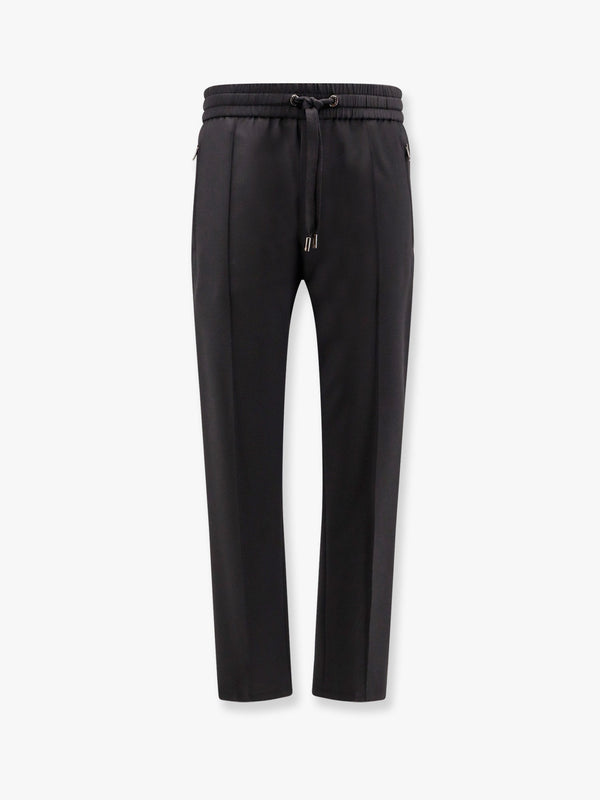 Wool blend trouser with logo patch
