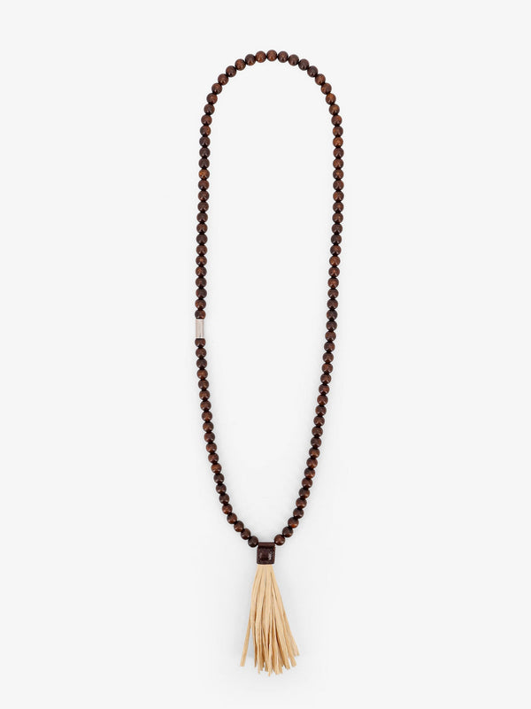 Dsquared2 Dsquared2 Summer Lovers Necklace With Wood Beads And Rafia Tassel