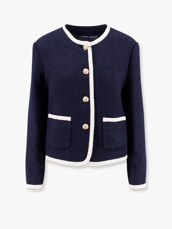 Cotton blend blazer with bouclé effect