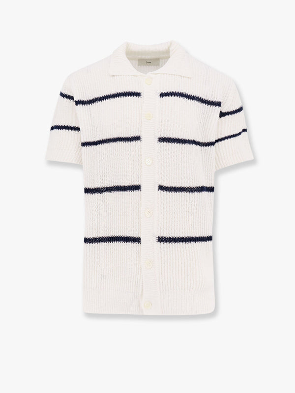 Linen blend cardigna with striped motif