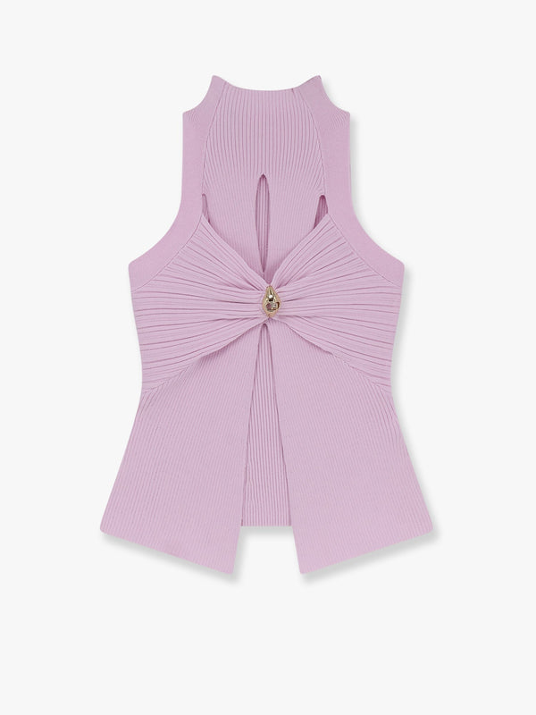 Elisabetta Franchi Ribbed Knitted Top With Metal Detail