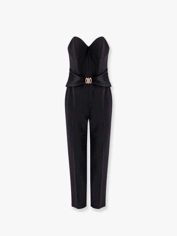 Elisabetta Franchi Strapless Jumpsuit With Waist Belt
