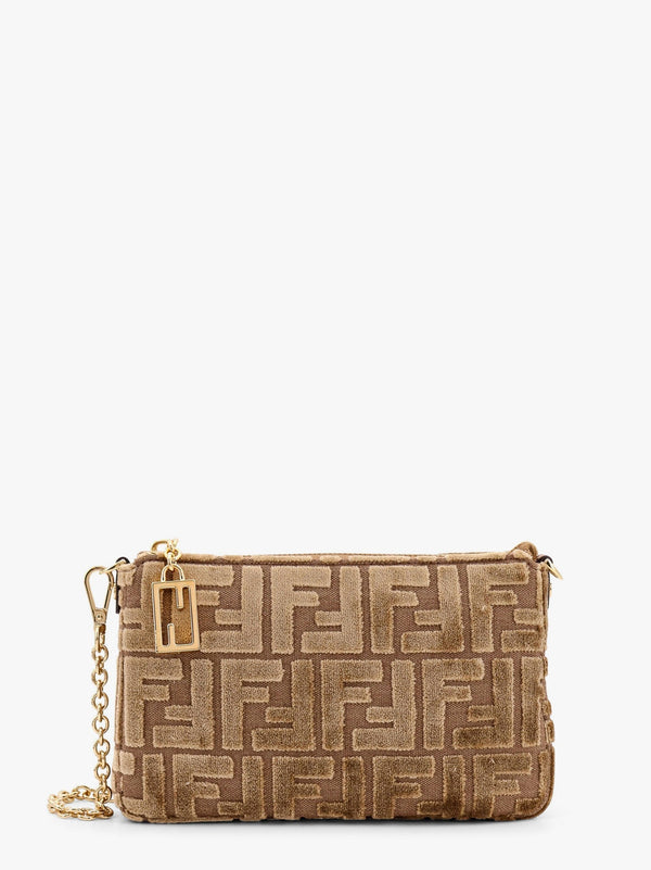 Baguette denim pouch with ff flocked logo